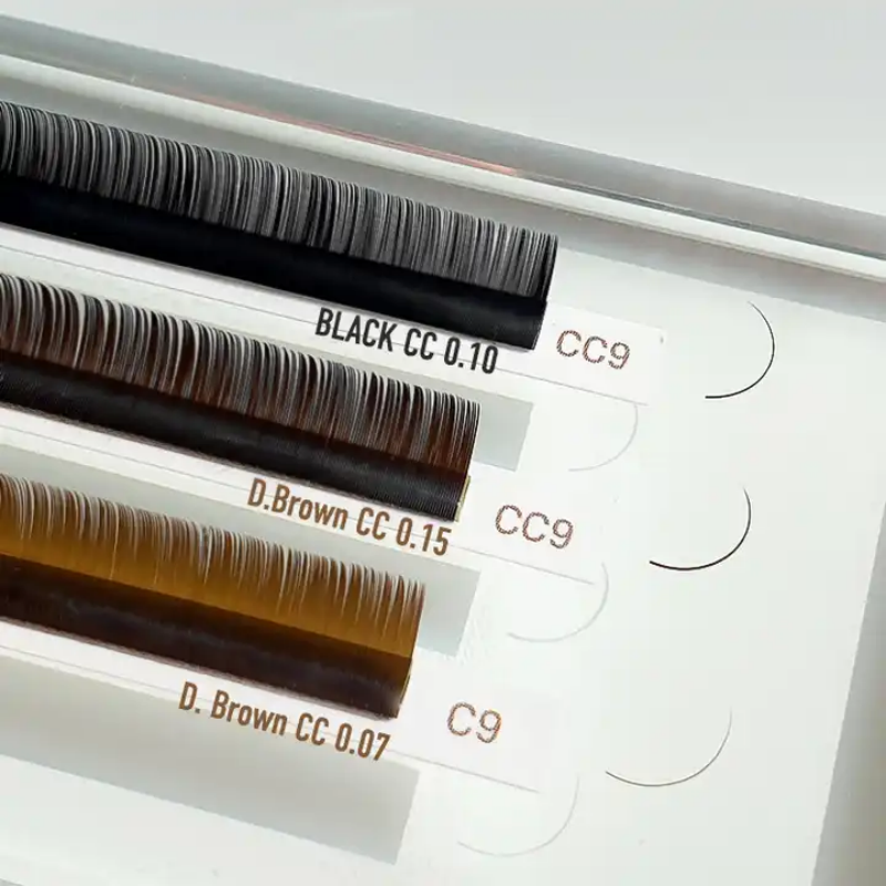 Brown Flat Eyelash Extensions Chocolate Espresso Special Color Mix Length 0.15 Ellipse lashes