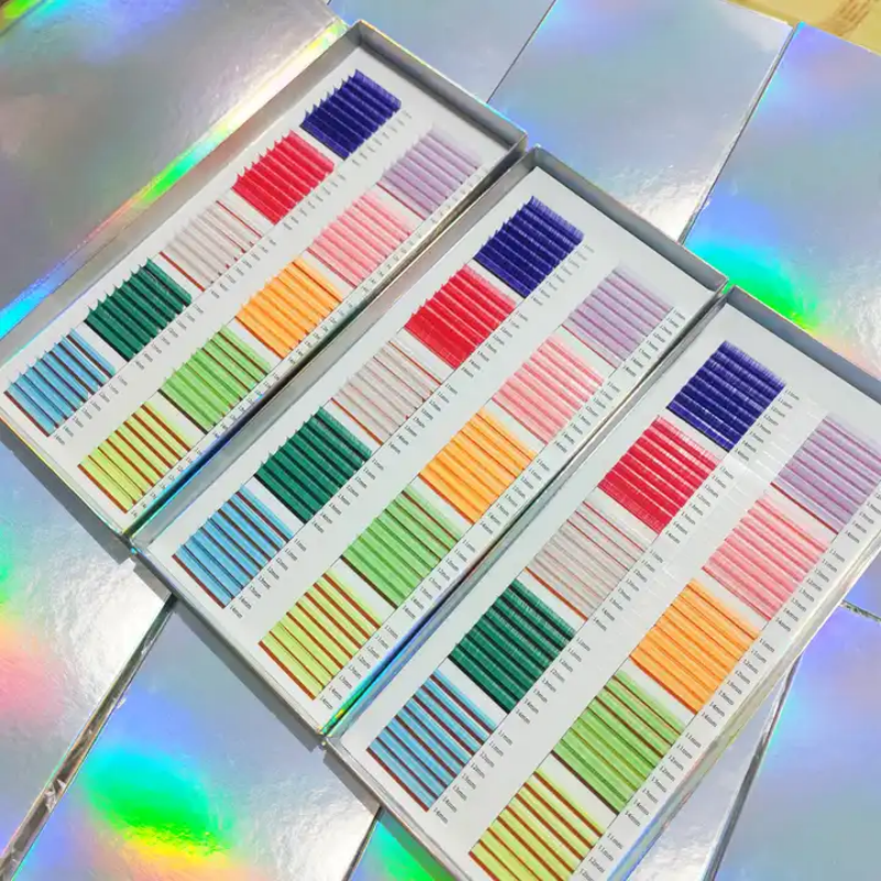 Wholesale Multi colored Eyelash Extension Rainbow Custom Tray Private Label