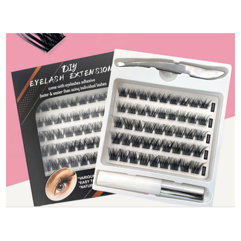 DIY Indicidual Eyelash Extension Set Falsecara 3 in 1 Mix Length Adhesive Applicator Tweezers Customize Trays