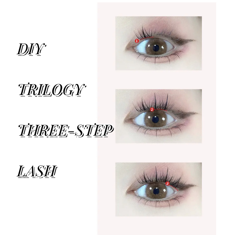 Private Label DIY Trilogy Three-Step Lash Extension Natural Hybrid Look Customized Package