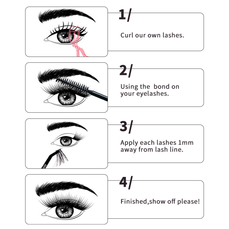 Private Label DIY Trilogy Three-Step Lash Extension Natural Hybrid Look Customized Package