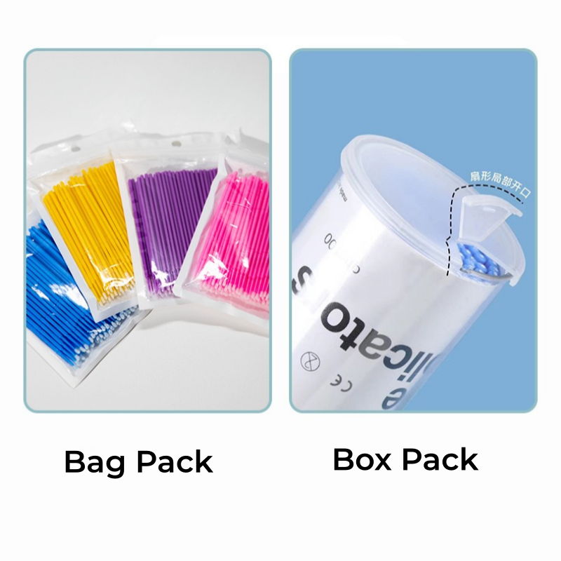 Custom Micro-brush Applicator L M S Different Size 100/Pack Box Plastic Bag