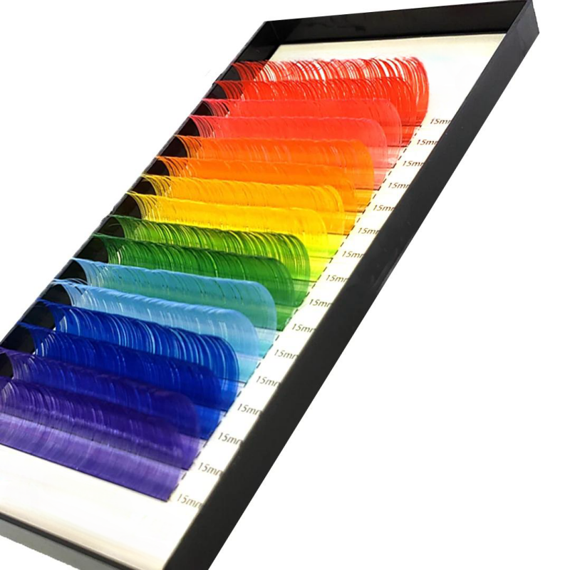 Wholesale Multi colored Eyelash Extension Rainbow Custom Tray Private Label